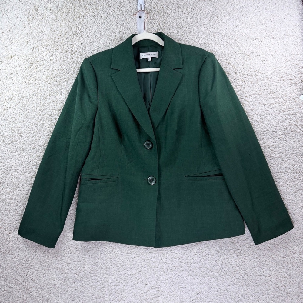 Evan-Picone Blazer Womens 16 Green 2-Button Structured Professional Suit Jacket